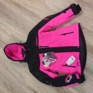 🩷🖤 NWT Castle X Pink and Black Winter Hooded Jacket Women's size Small 🩷🖤